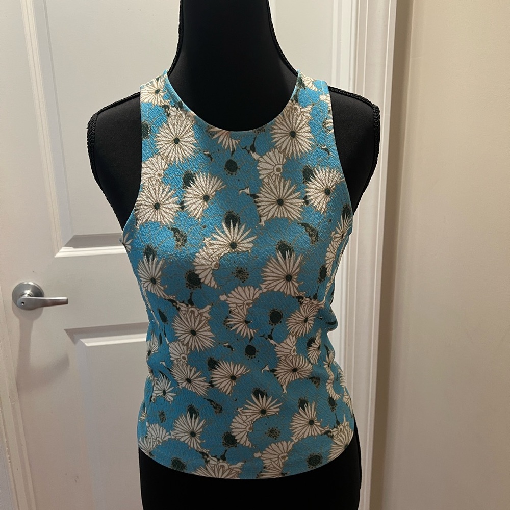 Topshop Fitted Blue Sleeveless Tank Top